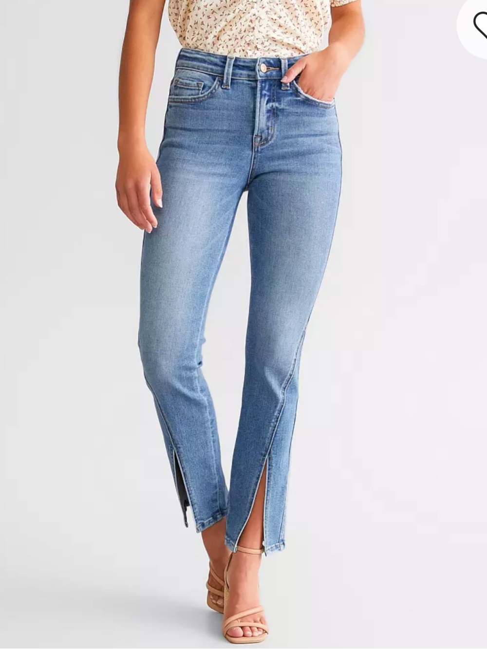 FLYING MONKEY High Rise Split Straight Stretch Jean